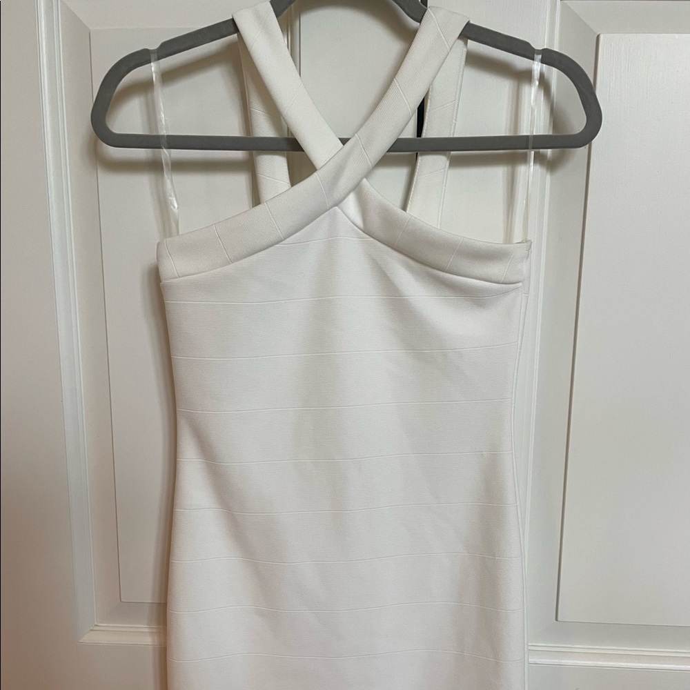 Sally Miller formal white cross shoulder dress
